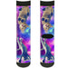 Sock Pair - Polyester - Cats in Space Pinks/Blues - CREW Socks Buckle-Down   