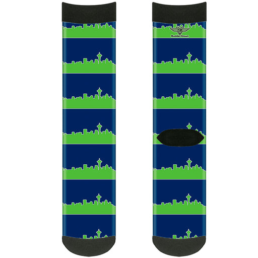 Sock Pair - Polyester - Seattle Skyline Navy/Gray/Green - CREW Socks Buckle-Down   