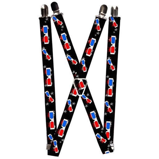 Suspenders - 1.0" - 3-D Glasses Dripping w/Stars Suspenders Buckle-Down   