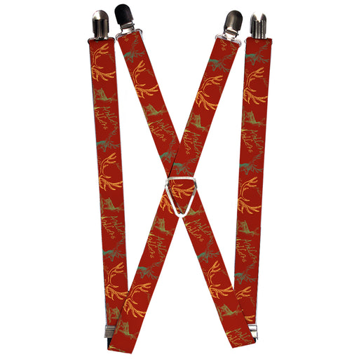 Suspenders - 1.0" - Antlers Brown/Turquoise/Gold Suspenders Buckle-Down   
