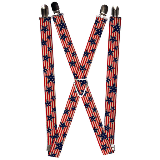 Suspenders - 1.0" - Americana Stars & Stripes Red/White/Blue/White Suspenders Buckle-Down   