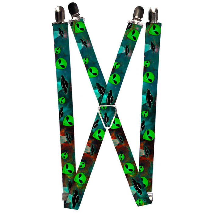 Suspenders - 1.0" - Aliens & UFO's Galaxy/Green/Black/White Suspenders Buckle-Down   
