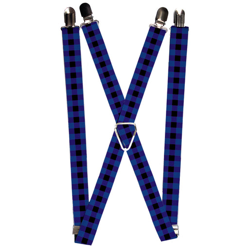 Suspenders - 1.0" - Buffalo Plaid Black/Blue Suspenders Buckle-Down   