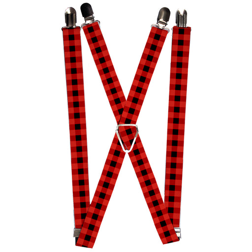 Suspenders - 1.0" - Buffalo Plaid Black/Red Suspenders Buckle-Down   