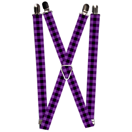 Suspenders - 1.0" - Buffalo Plaid Black/Purple Suspenders Buckle-Down   