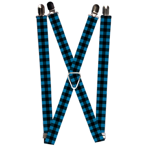 Suspenders - 1.0" - Buffalo Plaid Black/Turquoise Suspenders Buckle-Down   
