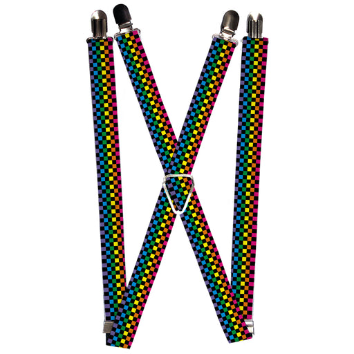 Suspenders - 1.0" - Checker Black/Neon Rainbow Suspenders Buckle-Down   