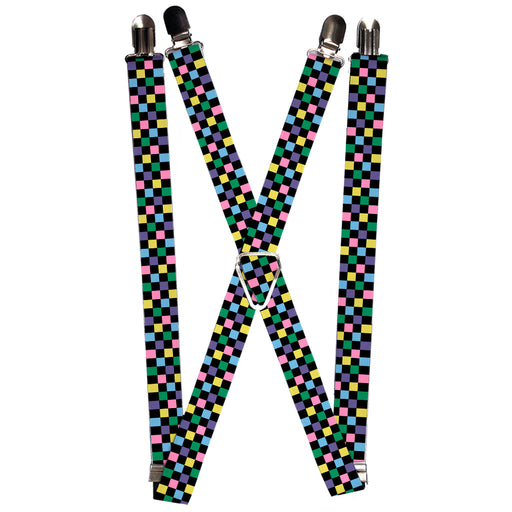 Suspenders - 1.0" - Checker Black/Multi Pastel Suspenders Buckle-Down   