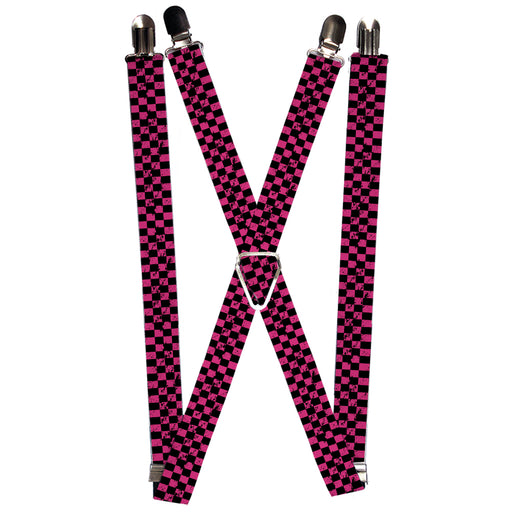 Suspenders - 1.0" - Checker Weathered Black/Neon Pink Suspenders Buckle-Down   