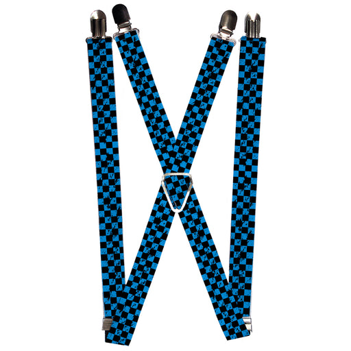 Suspenders - 1.0" - Checker Weathered Black/Turquoise Suspenders Buckle-Down   