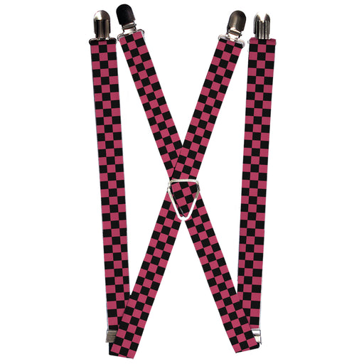 Suspenders - 1.0" - Checker Black/Honeysuckle Red Suspenders Buckle-Down   