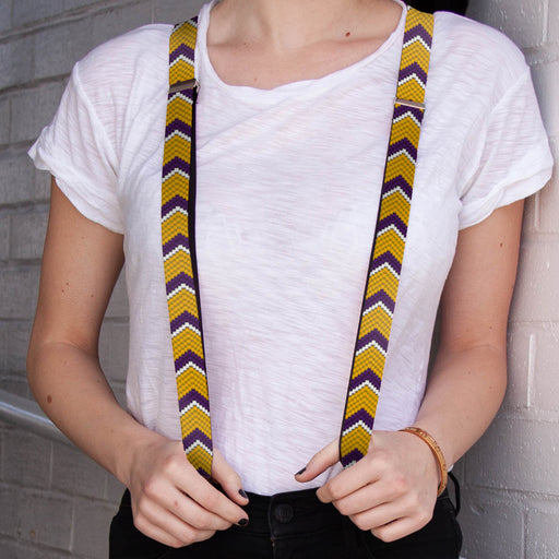 Suspenders - 1.0" - Chevron Weave Gold/Purple/White Suspenders Buckle-Down   