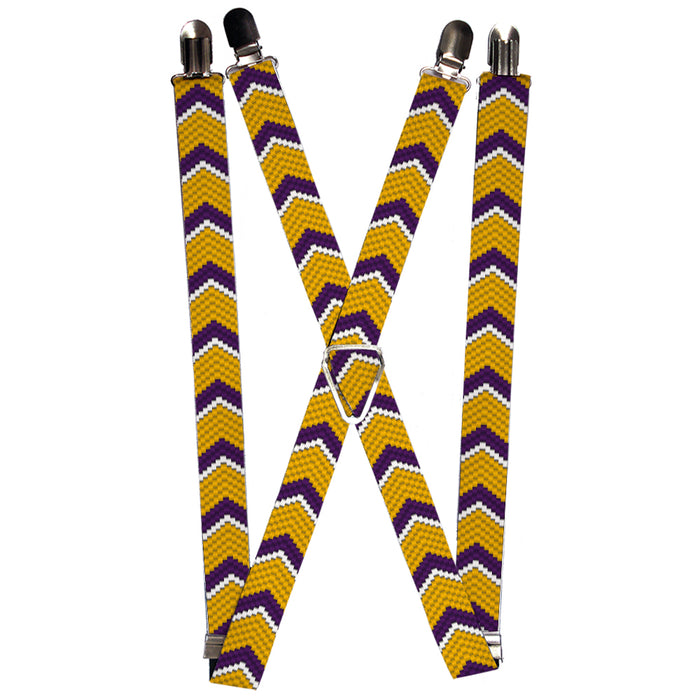 Suspenders - 1.0" - Chevron Weave Gold/Purple/White Suspenders Buckle-Down   