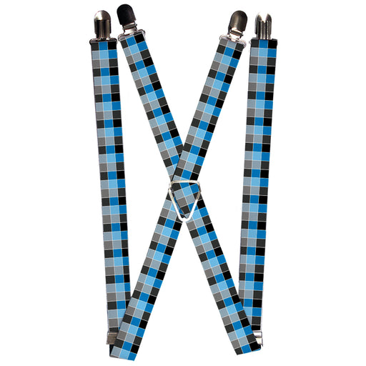 Suspenders - 1.0" - Checker Mosaic Blue Suspenders Buckle-Down   