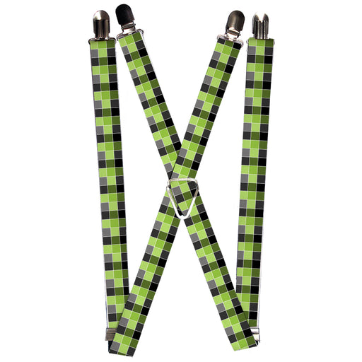 Suspenders - 1.0" - Checker Mosaic Green Suspenders Buckle-Down   