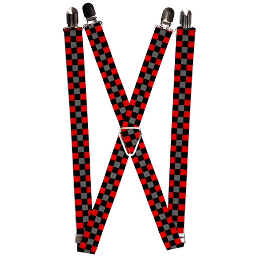 Suspenders - 1.0" - Checker Black/Gray/2 Red Suspenders Buckle-Down   