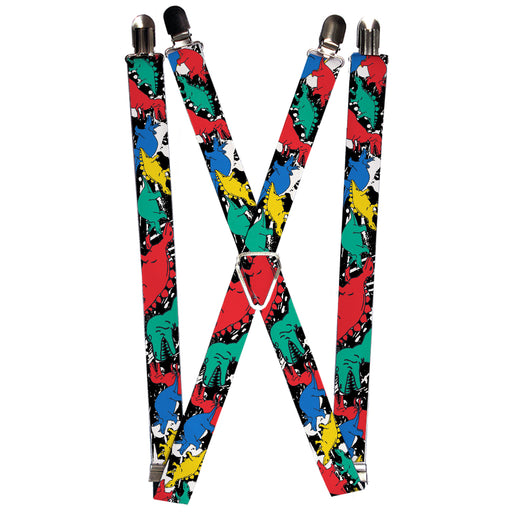 Suspenders - 1.0" - Dinosaurs/Paint Splatter Black/White/Multi Color Suspenders Buckle-Down   