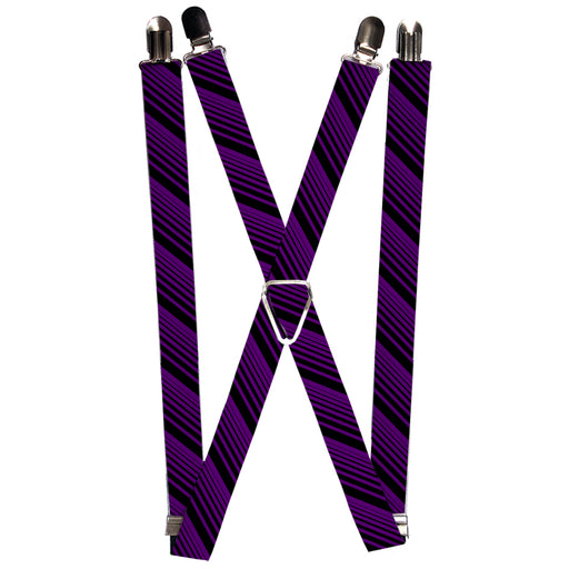Suspenders - 1.0" - Diagonal Stripes Black/Purple Suspenders Buckle-Down   