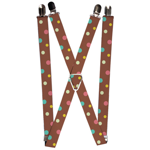 Suspenders - 1.0" - Dots Brown/Multi Pastel Suspenders Buckle-Down   