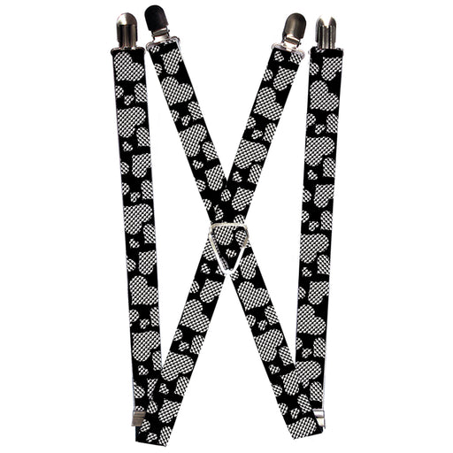 Suspenders - 1.0" - Eighties Hearts Black/White Suspenders Buckle-Down   