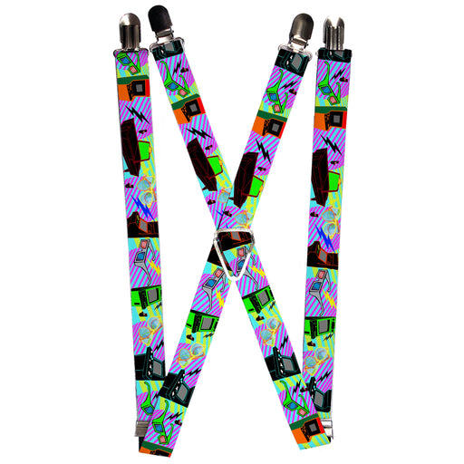 Suspenders - 1.0" - Eighties Arcade Multi Neon Stripes Suspenders Buckle-Down   