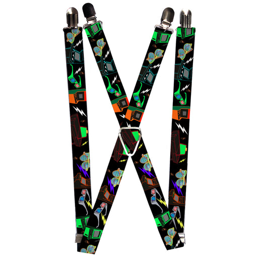 Suspenders - 1.0" - Eighties Arcade Black Suspenders Buckle-Down   