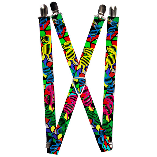 Suspenders - 1.0" - Eighties Shades Rubiks Black/Neon Suspenders Buckle-Down   