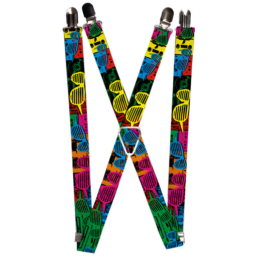 Suspenders - 1.0" - Eighties Shades Tapes Black/Neon Suspenders Buckle-Down   