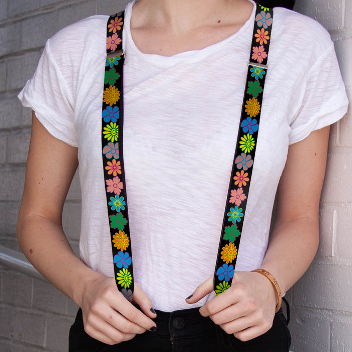 Suspenders - 1.0" - Flowers Black/Multi Color Suspenders Buckle-Down   
