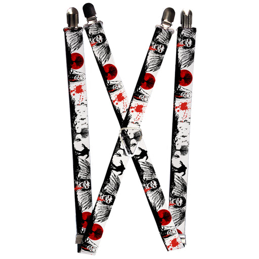 Suspenders - 1.0" - Fright Night White/Black/Red Suspenders Buckle-Down   