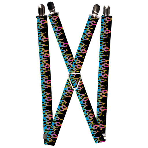 Suspenders - 1.0" - Flames Black/Blue/Pink Suspenders Buckle-Down   