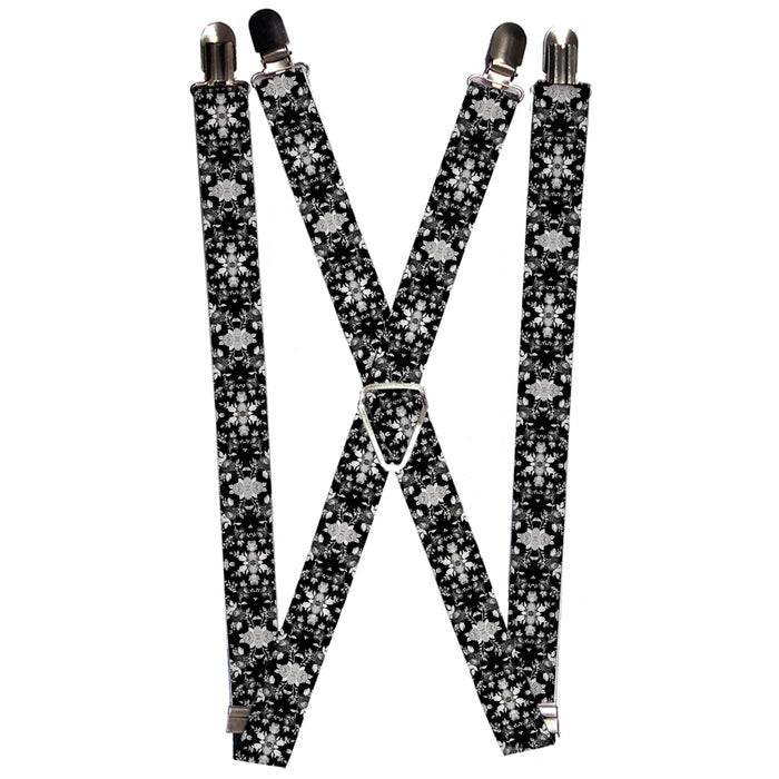 Suspenders - 1.0" - Floral Collage Black/Gray/White Suspenders Buckle-Down   