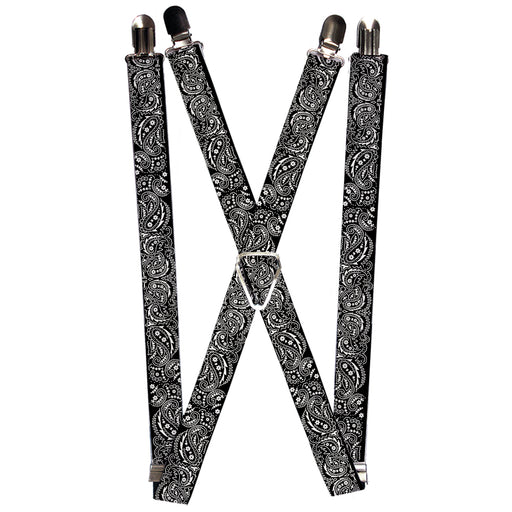 Suspenders - 1.0" - Floral Paisley2 Black/White Suspenders Buckle-Down   