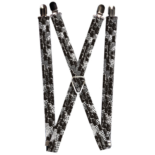 Suspenders - 1.0" - Grunge Bricks Black/White Suspenders Buckle-Down   