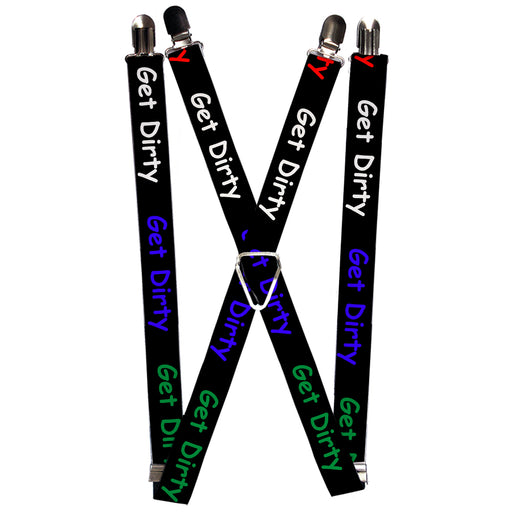 Suspenders - 1.0" - GET DIRTY Black/White/Blue/Green/Red Suspenders Buckle-Down   