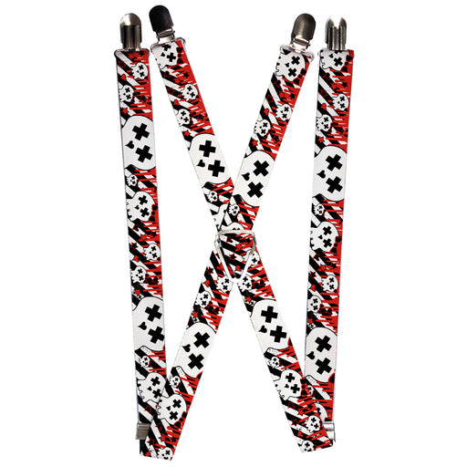 Suspenders - 1.0" - Girlie Skull Black/White w/Red Paint Drips Suspenders Buckle-Down   