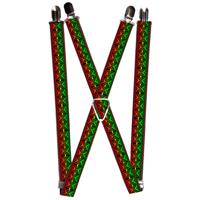 Suspenders - 1.0" - Geomteric2 Black/Red/Yellow/Green Suspenders Buckle-Down   