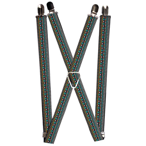 Suspenders - 1.0" - Geometric5 Gray/Teal/White/Pink/Yellow Suspenders Buckle-Down   