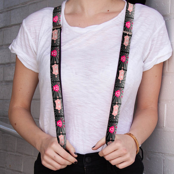 Suspenders - 1.0" - Hot Beat Bot Pink Suspenders Buckle-Down   