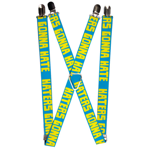 Suspenders - 1.0" - HATERS GONNA HATE Turquoise/Yellow Suspenders Buckle-Down   
