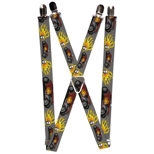 Suspenders - 1.0" - Hot Rod w/Flame Skull Suspenders Buckle-Down   