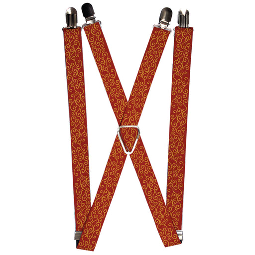 Suspenders - 1.0" - Holiday Trim Swirls Red/Gold Suspenders Buckle-Down   