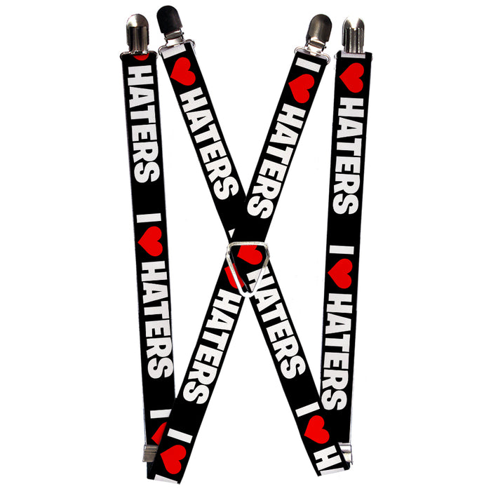 Suspenders - 1.0" - I "Heart" HATERS Black/White/Red Suspenders Buckle-Down   