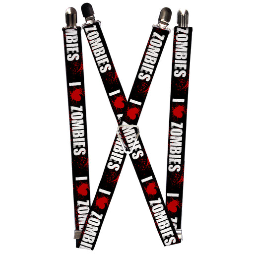 Suspenders - 1.0" - I "HEART" ZOMBIES Black/White/Red Splatter Suspenders Buckle-Down   