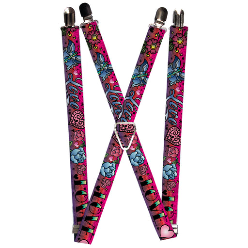 Suspenders - 1.0" - Love Love Pink Suspenders Buckle-Down   