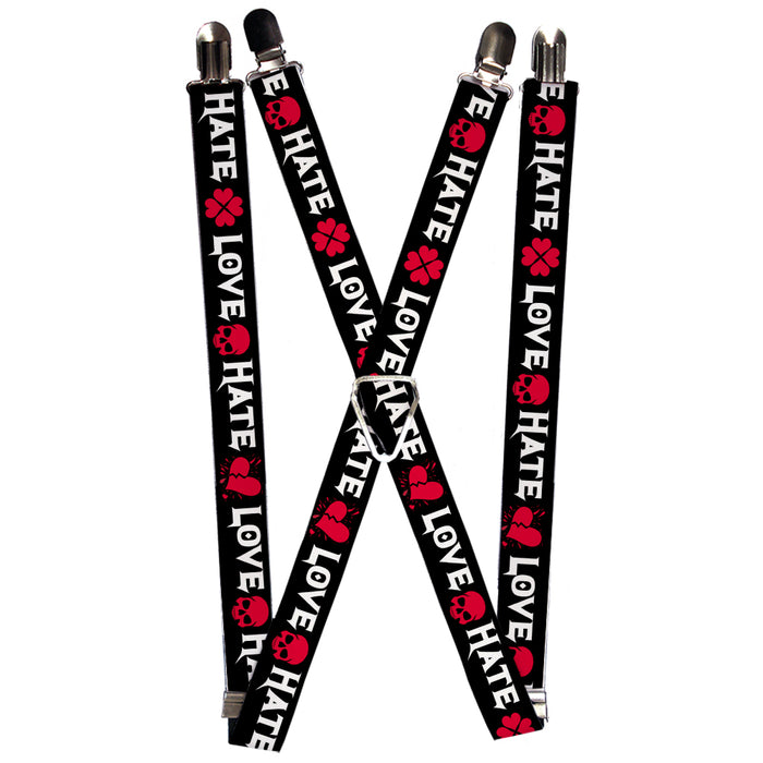 Suspenders - 1.0" - Love/Hate Black/White/Fuchsia Suspenders Buckle-Down   