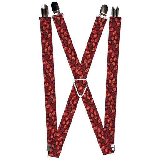 Suspenders - 1.0" - Leaves Swirl Navy/Burgundy Suspenders Buckle-Down   