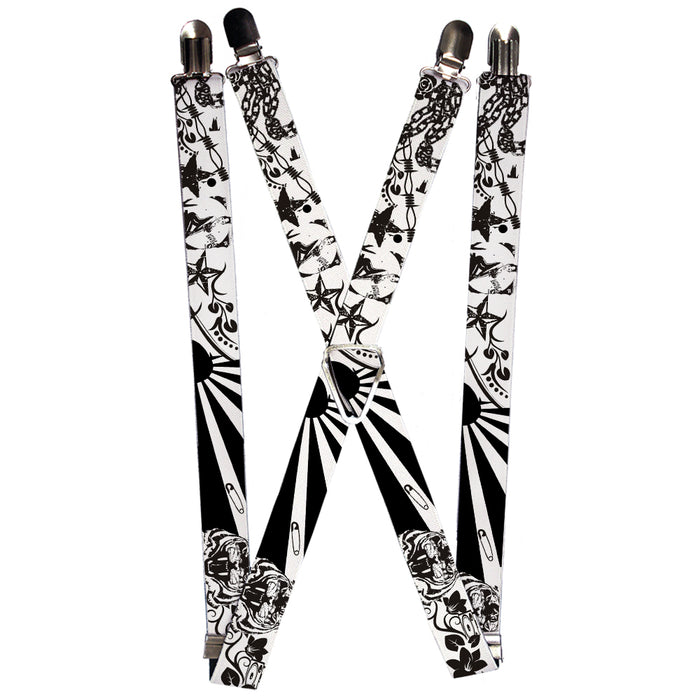 Suspenders - 1.0" - Madness White/Black Suspenders Buckle-Down   
