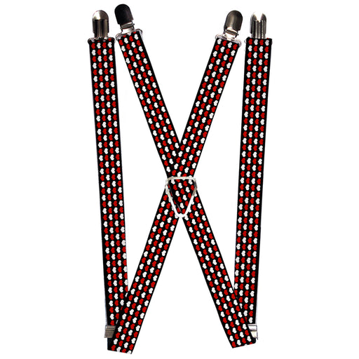 Suspenders - 1.0" - Mini Hearts Black/Red/White Suspenders Buckle-Down   