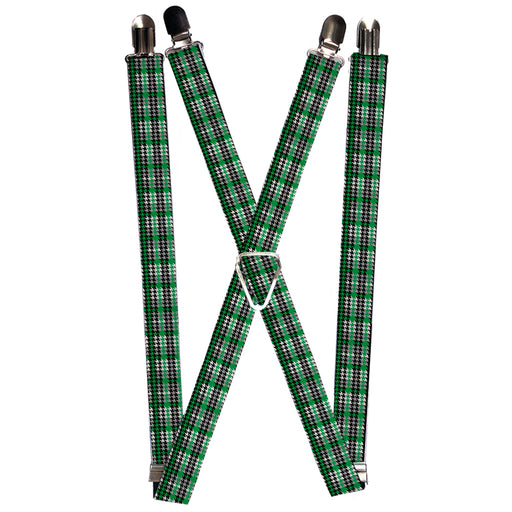 Suspenders - 1.0" - Mini Houndstooth Green/Black/Gray Suspenders Buckle-Down   